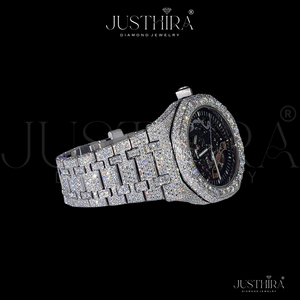 Reloj Automático Premium para Hombre, Totalmente Cubierto de Diamantes, Diseño de Esqueleto |   Reloj de pulsera de acero con corte de diamante de primera calidad |   Reloj de Moda Hip-Hop Bling - Product Image 5