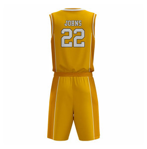 Uniformes de Baloncesto Personalizados, Camiseta Amarilla Sublimada con Cuello en V sin Mangas, Pantalones Cortos, Poliéster que Absorbe la Humedad, Nombre del Equipo 22 - Product Image 4