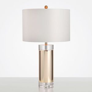 Modern Luxury Crystal Gold <b>Table</b> Lamp Nordic Acrylic <b>LED</b> <b>Bedside</b> Light Fabric Shade for Hotel Bedroom Living Room Decor - Product Image 1