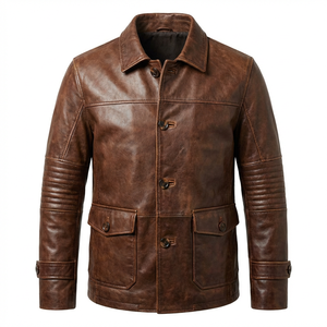 Chaqueta de cuero de alta calidad para hombre, nuevo diseño, chaqueta de cuero gruesa para hombre, para uso en exteriores en invierno, mantiene el cuerpo caliente. - Product Image 5