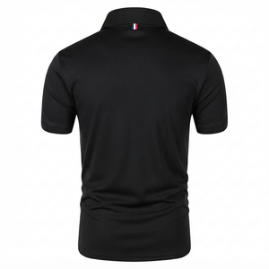 Chemise Homme Noire Unie 100% Coton Manches Courtes Décontractée Business Golf Sport Séchage Rapide Respirante Coupe Ajustée - Product Image 6