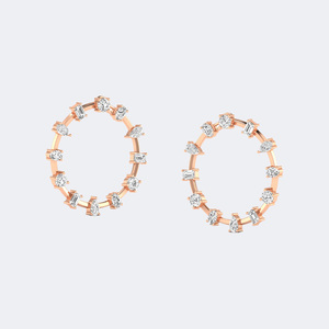 Boucles d'oreilles créoles ouvertes serties de diamants de formes variées, 0,70 CTW - Product Image 3