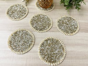Sous-verre promotionnel rond en perles motif papillon, avec logo personnalisé, pour la décoration de table lors d'événements - Product Image 2