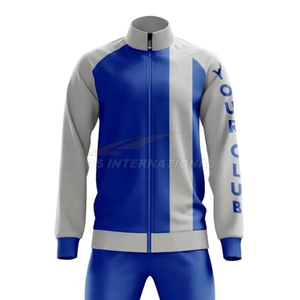 Ensemble de jogging bleu-gris uni pour homme D.C. United, fermeture éclair intégrale, col montant, design sportif, respirant, léger, en polyester, pour l'automne - Product Image 2