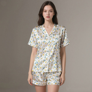 Ensemble de vêtements de nuit en satin de soie de qualité supérieure pour femmes, pyjamas légers et respirants, logo personnalisé - Product Image 6