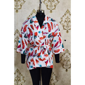 เสื้อคลุมกิโมโนสั้นหรูหราสำหรับผู้หญิงผ้าฝ้าย100% ปรับแต่งลายโลโก้ได้สำหรับฤดูร้อนฤดูใบไม้ร่วงฤดูใบไม้ผลิ-ต่ำ - Product Image 3