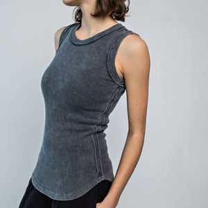 Débardeur de fitness côtelé épais pour femme, fabrication OEM, en tissu polaire lavable, séchage rapide, écologique, taille américaine - Product Image 4