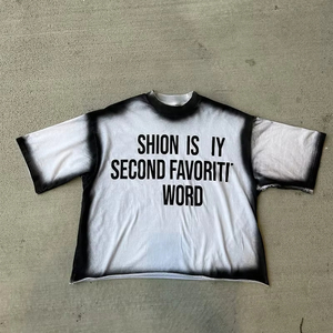 เสื้อยืดผู้ชายสไตล์วินเทจ พิมพ์ลายตามสั่ง ผ้าฝ้าย 100% สไตล์สตรีทแวร์ใหม่ ตกแต่งด้วยการเย็บแบบซันเฟด - Product Image 5