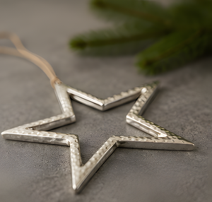 Silver Metal <b>Star</b> Christmas Ornament | Handmade <b>Hanging</b> Christmas Tree Decoration for Holiday Decor - Product Image 3