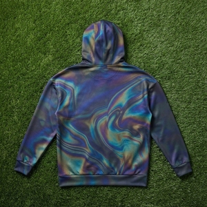Mens <b>Black</b> Pullover <b>Hoodie</b> With Multicolor Abstract Marble Print Casual Streetwear Sweatshirt - Product Image 5