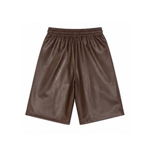 Shorts Bermuda en Similicuir pour Homme avec Cordon de Serrage, Couleur Unie, Décontracté, Tissé, Revêtement PU, Respirant, avec Poches, Short en Cuir - Product Image 5