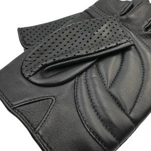 Unisex <b>Black</b> Leather Half Finger Gym <b>Gloves</b> Breathable Non Slip Adjustable Wrist Strap All Seasons and Comfort - Product Image 6