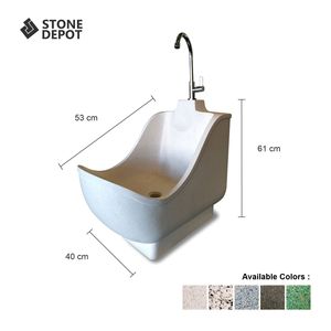 Terrazzo Muslim Wudhu Pedestal <b>Sink</b> <b>for</b> Prayer Preparation 1st Quality Modern Design Eco-Friendly Oval Basin <b>Drainer</b> Included - Product Image 1