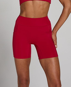 Conjunto de Yoga Rojo para Mujer, Top Corto Deportivo, Pantalones Cortos de Cintura Alta, Sin Costuras, Transpirable, de Secado Rápido, Spandex, 2 Piezas, Ropa Deportiva - Product Image 5
