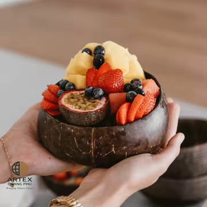 Eco-Friendly Handmade <b>Coconut</b> <b>Shell</b> Bowl & Spoon Set with Custom Engraved Logo Sustainable Boho Style ARTEX QUANG PHU - Product Image 3