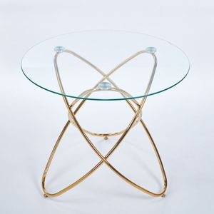 Tavolo da Pranzo Moderno Salvaspazio per Cucina e Soggiorno con Gambe in Metallo Dorato e Vetro Temperato Colore Oro Elegante e Pratico - Product Image 4
