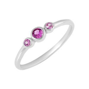 100% Natural Pink Sapphire Three Gemstone Minimalist Fine <b>Ring</b> 100% Pure Solid <b>925</b> Sterling <b>Silver</b> Band Dainty <b>Ring</b> Fine Jewelry - Product Image 1
