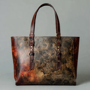 Sac fourre-tout vintage en cuir véritable pour femme, style streetwear décontracté, sac à bandoulière pour femme - Product Image 1