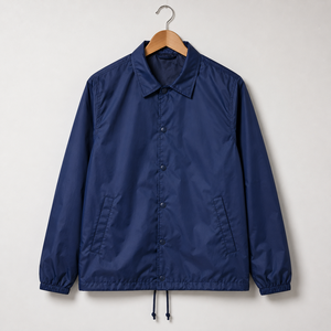 Men's Navy Blue <b>Waterproof</b> Casual Shirt <b>Jacket</b> Turn-down Collar Regular Fit Polyester Spring Coat With Button Closure - Product Image 3