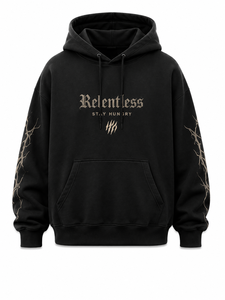 Sudadera con Capucha para Hombre con Estampado de Luna Llena Relentless Wolf, Negra, de Algodón, Informal, Corte Regular, para Otoño - Product Image 2