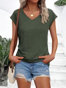 Camiseta de Verano con Cuello en V para Mujer, Moderna, Suave, Cómoda, Transpirable, de Alta Calidad - Product Image 3