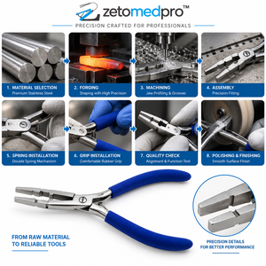 Alicates de crimpado de doble resorte de superficie plana de 7 pulgadas, herramienta de doblado de alambre de joyería de acero inoxidable de punta plana Zetomed Pro - Product Image 4