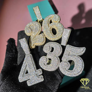 Custom " 35 " Number Pendant Necklace <b>Iced</b> <b>Out</b> Lab Grown Diamond Hip Hop Cuban Link <b>Chain</b> Jewelry Gift - Product Image 4