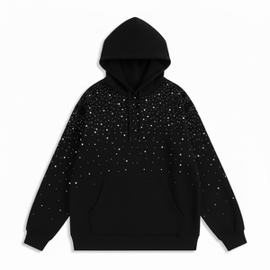 เสื้อฮู้ดไหมพรมประดับเพชรสำหรับผู้หญิงสุดหรู ดีไซน์ทันสมัย พร้อมโลโก้ด้านหน้า ผลิตจากผ้าฝ้าย 100% เป็นมิตรต่อสิ่งแวดล้อมและระบายอากาศได้ดี - Product Image 1