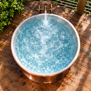 Baignoire autoportante ronde en cuivre de luxe Daystar Trade Inc pour adultes, bain extérieur durable, fabriquée à la main, sans couvercle - Product Image 2