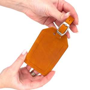 Etiquetas de Equipaje de Cuero Genuino con Logotipo Personalizado, Etiquetas de Equipaje de Cuero PU para Maletas, Etiquetas de Bolsa con Protección de Privacidad, Artículos Esenciales de Viaje - Product Image 5