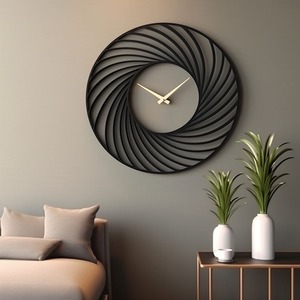 Reloj de Pared Circular de Metal Negro, Movimiento Mecánico Silencioso, Visualización de Agujas, Diseño Moderno, Sonido de Campana Cada Hora, Año Nuevo - Product Image 4
