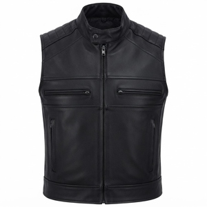 Leather <b>Men</b> <b>Vest</b> Solid Color Streetwear Sleeveless Reasonable Price Leather <b>Men</b> <b>Vest</b> Wholesale Price Custom Size Outdoor Use - Product Image 1
