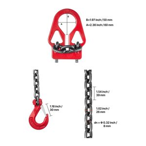 Braca a catena in acciaio legato G80 per impieghi gravosi 5/16 x 10 piedi con 2 ganci a grappino, capacità di sollevamento 7000 libbre - Product Image 5