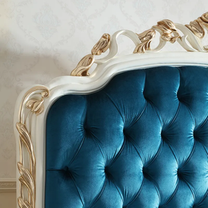 Ensemble de chambre à coucher de luxe en bois d'acajou, livraison gratuite, mobilier de chambre à coucher royal rembourré de style européen antique, taille King Size - Product Image 6