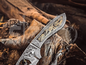 มีดล่าสัตว์เหล็ก D2 แกะสลักด้วยมือแบบ OEM พร้อมปลอกหนัง สำหรับตั้งแคมป์ กิจกรรมกลางแจ้ง และพกพาประจำวัน - Product Image 2