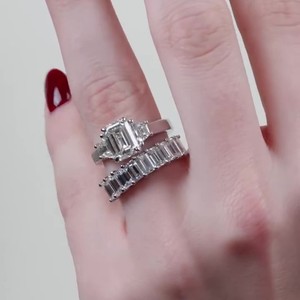 Anillo de Compromiso de Lujo con Diamante Cultivado en Laboratorio de Corte Esmeralda de 3.00CT, Certificado IGI, Anillo de Boda de Oro de 10K, 14K, 18K, Venta al Por Mayor - Product Image 4