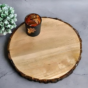 Rustic Wooden Serving <b>Platter</b> with Natural Edge Reusable <b>Disposable</b> Tableware for Table Decor - Product Image 1