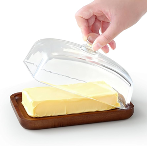 Caja de mantequilla rectangular de madera con tapa acrílica, diseño minimalista, cuchillo para mantequilla, caja de almacenamiento de mantequilla en oferta - Product Image 5