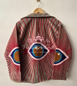 Handcrafted Suzani Embroidery Velvet <b>Quilted</b> Jacket Breathable Eco-Friendly High Quality Thick Elegant Vintage-Inspired Boho - Product Image 5