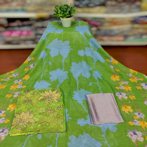 Tela de Voile Dirac Verde de Algodón Tejida para Vestidos de Novia Somalíes de Moda, Impresión Digital Jacquard Lisa de Calidad Superior - Product Image 1