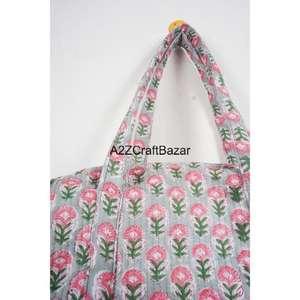 กระเป๋าชายหาดผ้าฝ้ายลายทางขนาดใหญ่สำหรับผู้หญิงพร้อมหูหิ้วยาว-ใช้ได้ทุกวันสำหรับช้อปปิ้งและงานแสดงสินค้า - Product Image 3