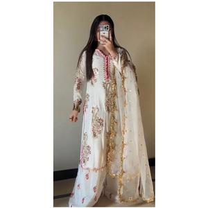 Conjunto de Traje Palazzo Completamente Cosido y Listo para Usar con Bordado de Lentejuelas, Traje Palazzo de Boda para Mujer - Product Image 1