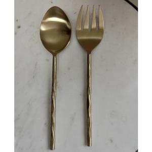 Cuillère à salade en acier inoxydable avec logo personnalisé, finition PVD or, ustensiles de cuisine, couverts de table brillants et polis, cuillère de service - Product Image 2