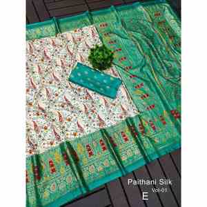 ผ้าส่าหรีพิมพ์ลายดิจิทัลโลลาผ้าไหมกาลัมคาริปาโตลา - Product Image 1