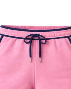 Shorts en molleton de coton personnalisés pour femmes, rose et bleu marine contrastés, taille élastique, décontractés, pour l'été, vêtements de détente, fabricant sur mesure - Product Image 5