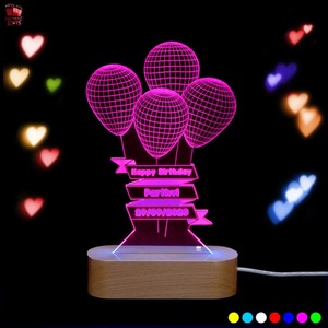 Best Selling 3D Illusion LED Lamp <b>Balloon</b> Shape Design Colorful Acrylic Night Light Romantic Home Decor For Gift For Sale - Product Image 4