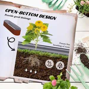 Brown Galvanized 6.4 ft Planter Boxes with Safety Edging for <b>Vegetable</b> Gardening and Nursery <b>Pots</b> - Product Image 5