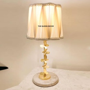 Romantic Night <b>Light</b> Bedroom Wedding Rooms European Style Minimalist Crystal <b>Table</b> Lamp Gold Finish Fabric Shade - Product Image 1