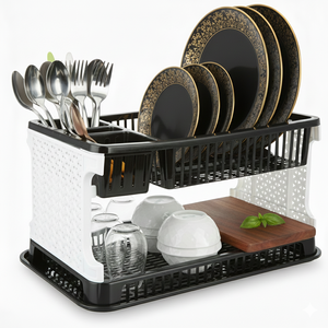 Égouttoir à vaisselle multifonction moderne – Organisateur de cuisine grande capacité avec porte-couverts et porte-tasses - Product Image 1