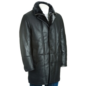 Men's <b>Sheepskin</b> Leather Trench Shearling Fur Collar <b>Jackets</b> New Style Winter Warm Fashion Wear High Quality Leather <b>Jackets</b> - Product Image 1